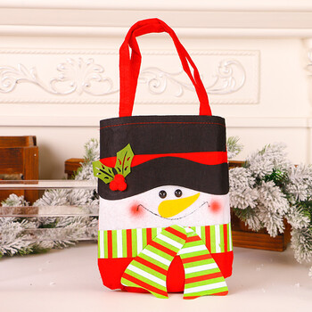 平安夜礼物 可爱礼品袋糖果袋平安夜苹果袋儿童装饰礼物袋子 条纹雪人