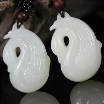 和田玉  鹅如意一对 挂件 10.295g  12.297g 【琢璞玉器】