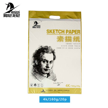 阿尼戈尼4k8k素描纸全木浆本色素描纸绘画图纸美术用品20张1袋 4开
