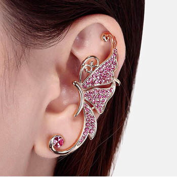 依然娜美 韩版新款名媛夸张满钻蝴蝶耳环精灵耳饰无耳洞耳夹耳挂耳钉