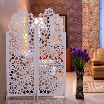 优阁调屏风隔断镂空雕花屏风白色时尚装饰隔断玄关隔断 一扇繁花两扇