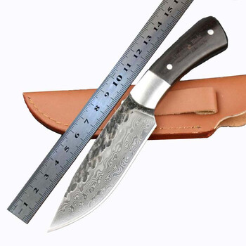双博龙(sbolo)直刀纯手工锻打花纹钢刀户外战术刀野营刀探险刀防身