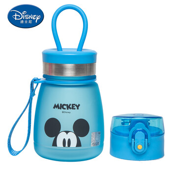 
                                        迪士尼/Disney宝宝饮水杯子防漏便携背带男女童喝水杯儿童水杯吸管杯 5855米奇蓝---300ML                