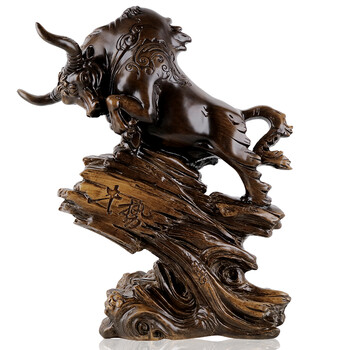 开张送礼送朋友乔迁礼物办公室装饰品工艺品前台桌面摆设 势不可挡牛