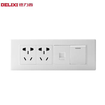 德力西118型开关插座面板 四位一开双控电脑六孔带网络插座mj195k2yt