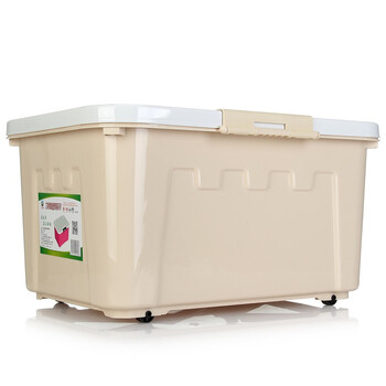 【京东超市】艾莱雅（ailaiya）翻盖滑轮式加厚塑料收纳箱（大号）50L 超值2个装 咖色 Z1358