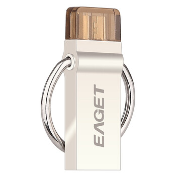 
                                        忆捷（EAGET）32GB USB3.0 U盘 V90双接口OTG高速全金属安卓手机电脑多用车载优盘                