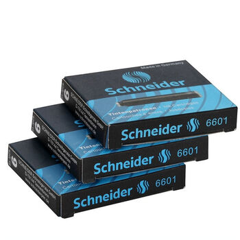 施耐德（Schneider）钢笔墨囊墨水胆非碳素不堵笔德国进口欧标钢笔适用开学必备用品3盒/18支装 黑色6601