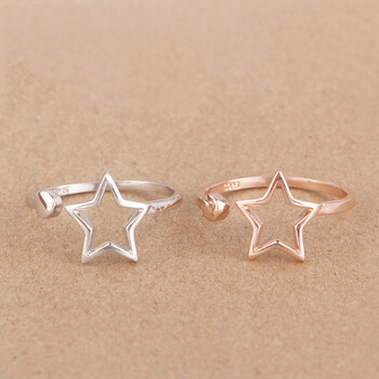 祥空925银小清新气质五角星戒指 女 拍下请备注颜色