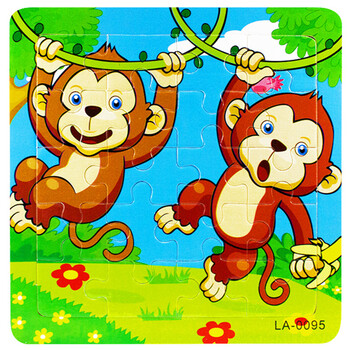 拼图20片木质儿童卡通动漫宝宝小孩婴幼儿早教1-2-3-6周岁半 95猴子
