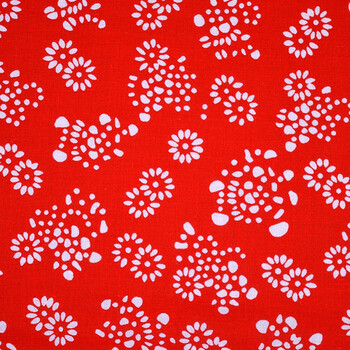 花布 加厚纯棉青花面料 中国风布料仿蜡染民族桌布窗帘 薄款红色-蝴蝶