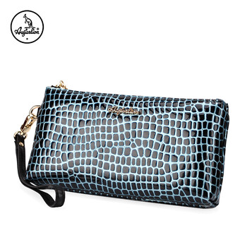 austarlion澳洲袋鼠女士手包 真皮时尚亮色手拿包女 五色可选 蓝色