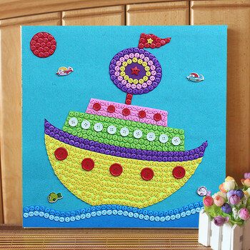 礼乐淘 小学生新年手工作品儿童纽扣画diy材料包亲子制作粘贴画 轮船