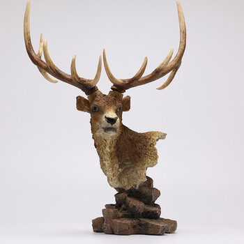 时光物语复古麋鹿头树脂工艺摆件美式乡村鹿角摆饰鹿头摆件
