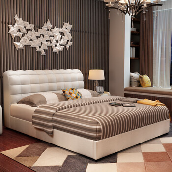 8米 皮床 小户型 气动高箱储物床m920 标准床 1.8*2.