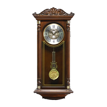 威灵顿(weilingdun)静音木制欧式复古石英钟表音乐整点报时摇摆挂钟g