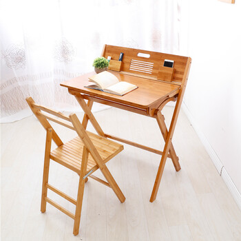 竹庭zhuting 学生书桌折叠学习桌 翻盖写字台学生课桌 整装现代简约