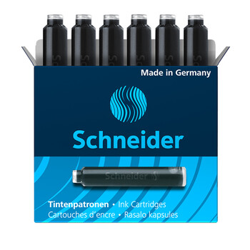 施耐德（Schneider）钢笔墨囊墨水胆非碳素不堵笔德国进口欧标钢笔适用开学必备用品3盒/18支装 黑色6601