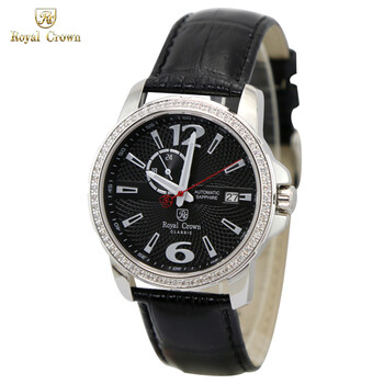 萝亚克朗 多功能皮带机械表 休闲时尚男手表 防水商务手表男 银壳黑带