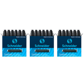 施耐德（Schneider）钢笔墨囊墨水胆非碳素不堵笔德国进口欧标钢笔适用开学必备用品3盒/18支装 黑色6601
