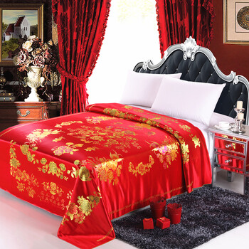 馨朵芙家纺 杭州丝绸织锦缎软锻被面子结婚喜被 婚庆缎子龙凤鸳鸯百子