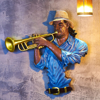 挂件墙面装饰品酒吧服装店创意墙饰音乐人物壁挂ktv清吧壁饰 吹号手