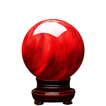 晶蕊世家熔炼水晶球摆件红色水晶球客厅办公居家鸿运当头红水晶球摆件石英高温熔炼制作开业送礼家用摆件 精选直径4厘米