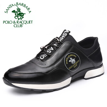圣大保罗男鞋运动休闲鞋时尚英伦风鞋子男潮 黑色 43码