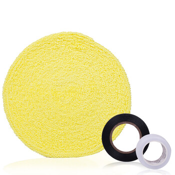 靓健羽毛球拍毛巾棉质手胶吸汗带 含打底膜封口胶 盘装5米黄色 靓健羽毛球拍毛巾棉质手胶吸汗带 含打底膜封口胶 盘装5米黄色