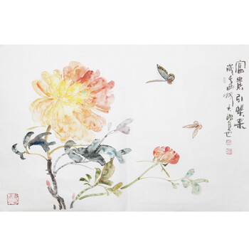 实力派画家 天语《富贵引蝶来》s5