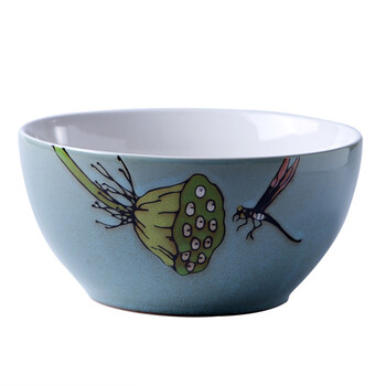 墨贝轩 手绘拉面碗 6英寸汤面碗餐具陶瓷碗 特色个性创意拉泡沙碗 蜻