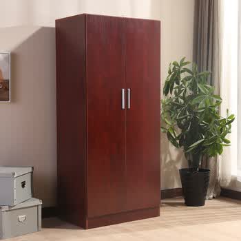立柜两门衣柜板材三门衣柜板式大衣橱成人衣帽间 红苹果色两门衣柜