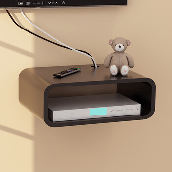 札美 机顶盒架壁挂隔板电视墙置物架搁板墙上置物架墙面搁架 黑色