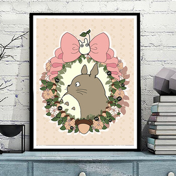 佳彩天颜 diy数字油画手绘儿童卡通动漫风景装饰画 带内框丙烯画 龙猫