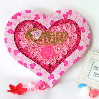 送朋友送女生闺蜜love爱心书本礼盒永生花 92心心相印梦幻夜灯玫红