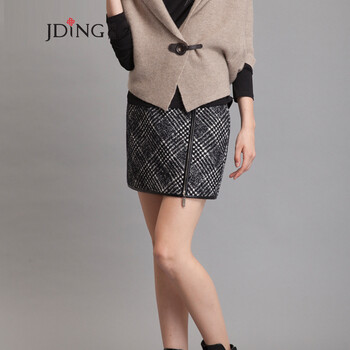 JDING娇鼎品牌新品千鸟格百搭包臀半身裙短裙女CNS6208 XL-165/76B-5码