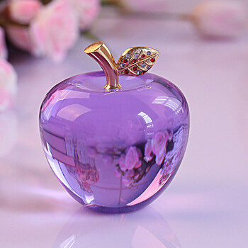 生日礼物老公老婆diy定制平安夜礼品水晶苹果免费刻字 紫色水晶苹果