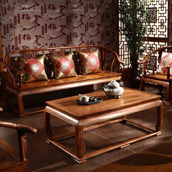 班麦格 冈比亚花梨木(学名:刺猬z紫檀)沙发 中式实木仿古客厅沙发组合