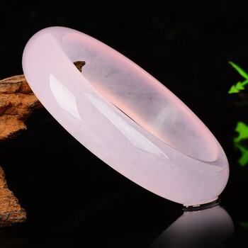 铭伽开光 石英岩玉粉红 女士玉镯子玉手镯玉石送妈妈女友 54-56
