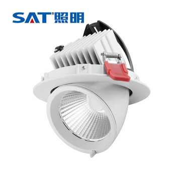 SAT照明cob射灯30W象鼻灯高档嵌入式360度旋转灯转角灯商场服装珠宝店展厅背景墙照明 象牙白30W 24度 4000K暖白光