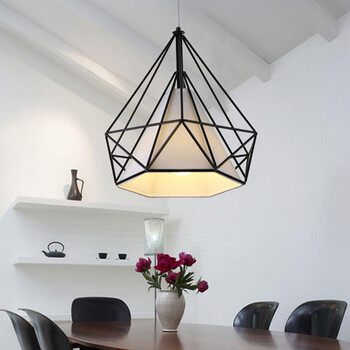 钻石吊灯 单头复古工业风吊灯几何餐灯床头办公室厨房led餐厅灯 大号