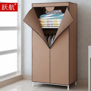 跃航 单人布衣柜衣橱 耐用加厚t型拉链学生衣柜 简易组装加固钢架衣柜