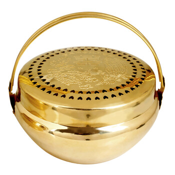 百圣牛铜汤婆子围炉铜火盆老式大号暖手炉火铳火冲结婚用品取暖器