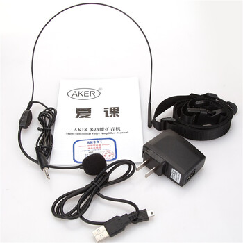 
                                        爱课(AKER)AK18扩音器液晶显示屏FM收音录音便携腰挂喊话器小蜜蜂音响(粉色)                