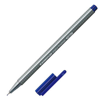 施德楼（STAEDTLER）针管笔勾线笔 0.3mm纤维头水性墨水可洗直液签字笔 美术绘图描线速干笔 蓝色5支334-3