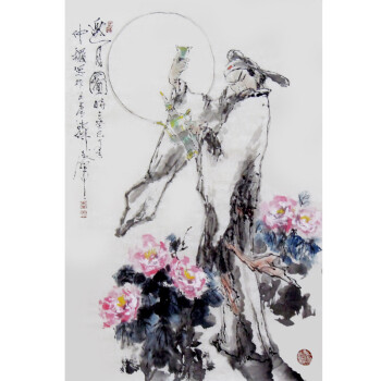 李华中国当代著名人物画家          《邀月图》06拍卖已结束李华