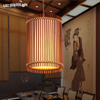 比月吊灯客厅餐厅茶楼日式简约灯具创意东南亚田园木质过道吊灯3236