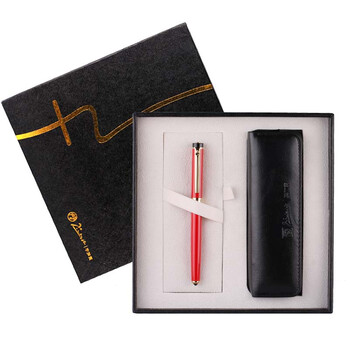 毕加索（pimio）宝珠笔礼盒装 签字笔 笔袋套装商务办公送礼男女生日礼物学生成人练字礼品笔5510亮红色