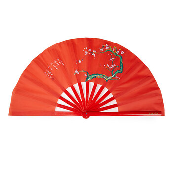 劲武太极扇功夫扇子竹骨响扇红色武术扇太极表演扇 红骨红面梅花扇 一