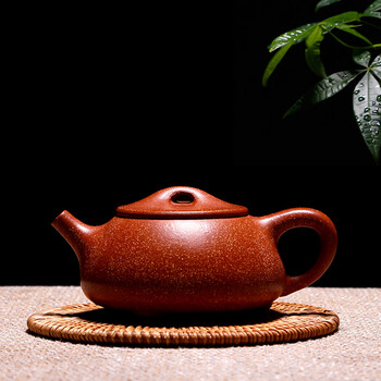 茗壶缘 紫砂壶 宜兴纯手工 龙血砂石瓢壶290ml